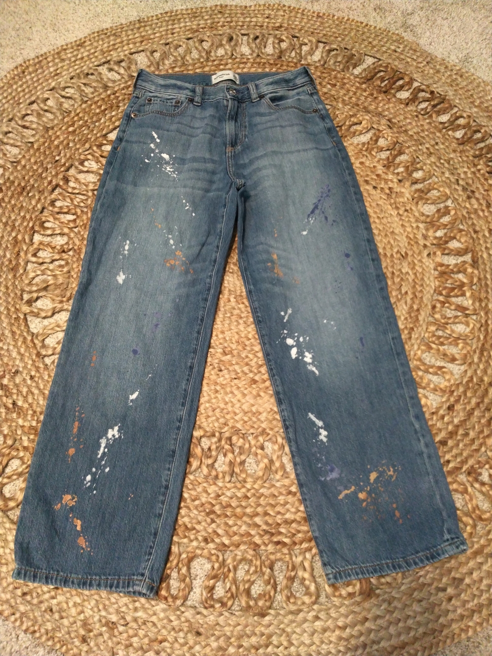 abercrombie kids Girls  Wide-Leg Jeans with Paint Splatter Design Size 11/12